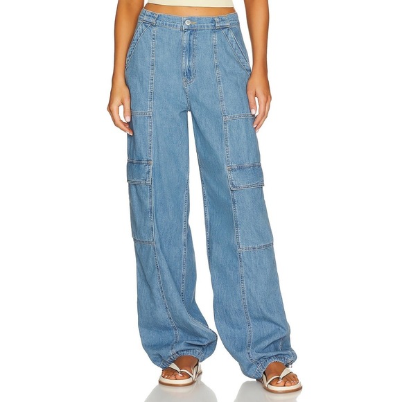 Johnathan Simkhai Standard Calista blue denim cargo jean pants sz. XS. $395 - Picture 4 of 11